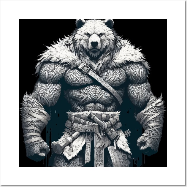 Norse Mythology Viking Warrior Bear Berserker Wall Art by TomFrontierArt